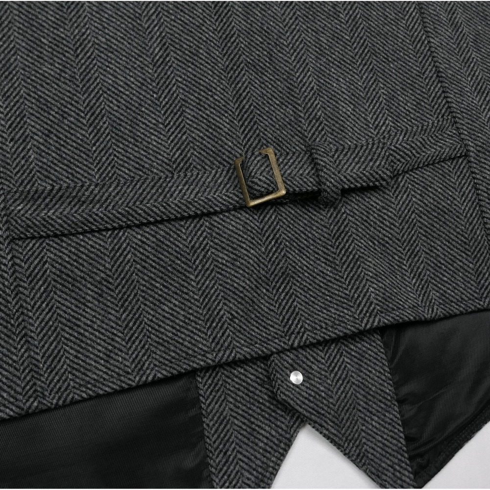 Schnees Wool Tweed Vest Mens XL Tall Herringbone Bozeman Montana USA Gray - Picture 6 of 8